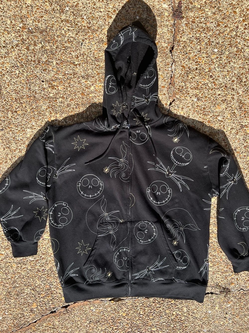 The Nightmare Before Christmas Black Embroidered Hoodie Sweatshirt 2XL Disney